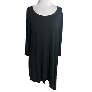 Marimekko Taulu Cotton Black Asymmetrical Tunic Dress Sz M
